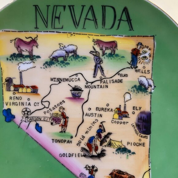 Nevada State Handpainted Ceramic Collectible Decorative Souvenir Plate 8 inches - Picture 2 of 8